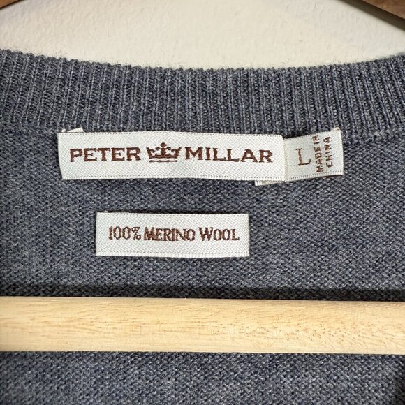 Peter Millar 100% Italian Merino Wool Sweater Vest Pullover Mens Large Gray NWOT - Picture 6 of 10